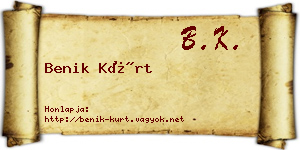 Benik Kürt névjegykártya
